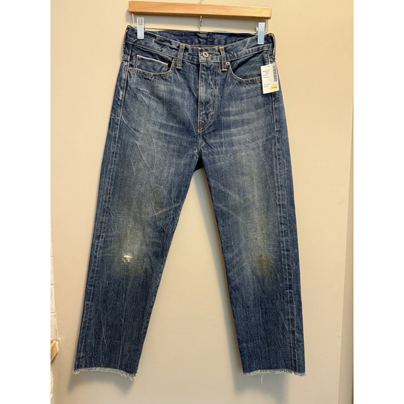 Vince Jeans Union Slouch Selvedge Distressed Cropped Size 26 - Picture 1 of 9